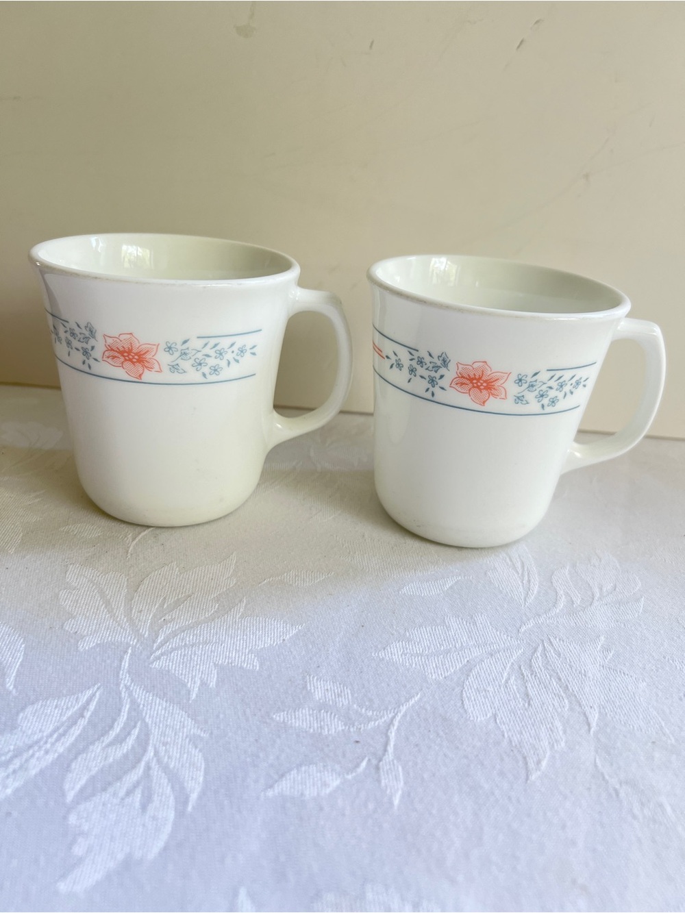Pair of Corning Apricot Grove D Handle Tea Coffee Mugs